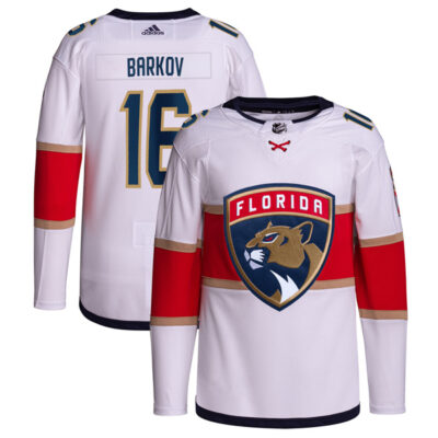 Alternative view of Aleksander Barkov Florida Panthers 2024 Stanley Cup Champions Jersey - White