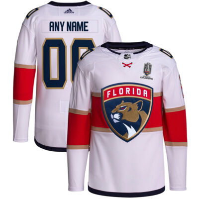 Custom Florida Panthers 2024 Stanley Cup White Away Primegreen Jersey - All Stitched