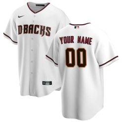 Alternative view of Custom Arizona Diamondbacks White Home Jersey - All Stitched