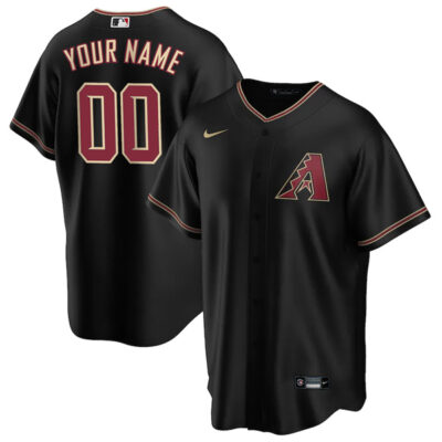 Alternative view of Custom Arizona Diamondbacks Black Alternate Jersey - All Stitched
