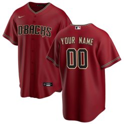 Alternative view of Custom Arizona Diamondbacks Red Away Jersey - All Stitched