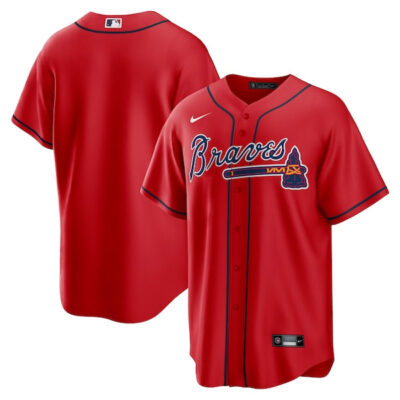 Atlanta Braves Blank Red Alternate Jersey - No Name No Number - All Stitched