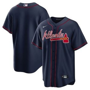 Atlanta Braves Blank Navy Alternate Jersey - No Name No Number - All Stitched