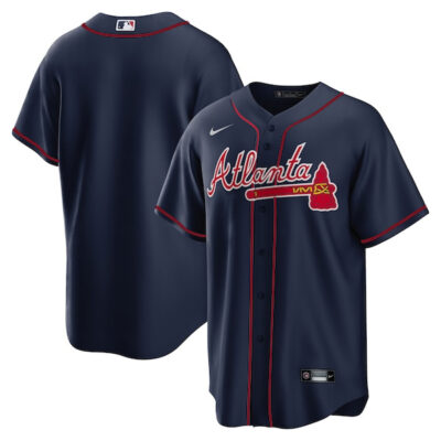 Atlanta Braves Blank Navy Alternate Jersey - No Name No Number - All Stitched