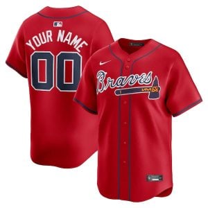 Custom Atlanta Braves Red Alternate Limited Jersey - All Stitched