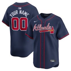 Custom Atlanta Braves Navy Alternate Limited Jersey - All Stitched