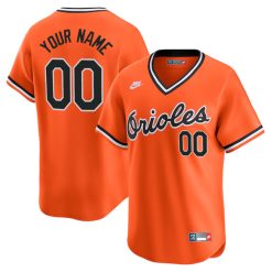 Custom Baltimore Orioles Orange Throwback Cooperstown Collection Jersey - All Stitched