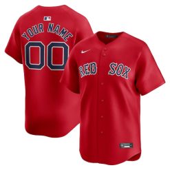 Custom Boston Red Sox Red Alternate Limited Jersey - All Stitched