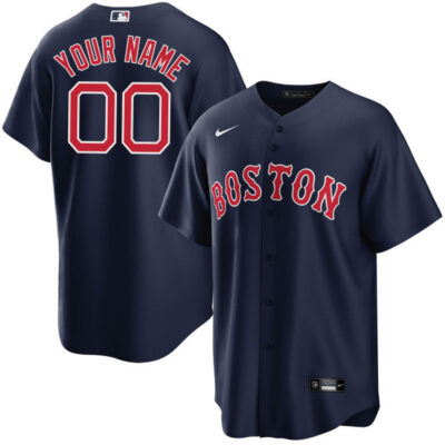Custom Boston Red Sox Navy Alternate Jersey - All Stitched