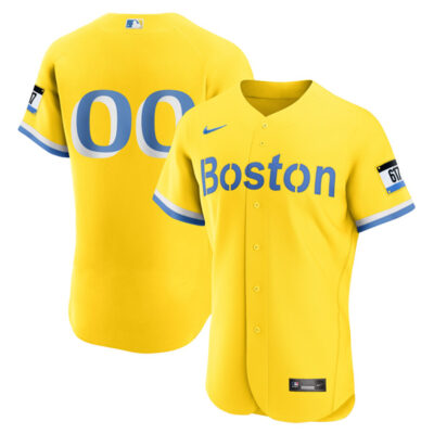 Custom Boston Red Sox Gold/Yellow City Connect Elite Jersey - All Stitched