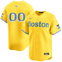 Custom Boston Red Sox Gold/Yellow City Connect Limited Jersey - All Stitched
