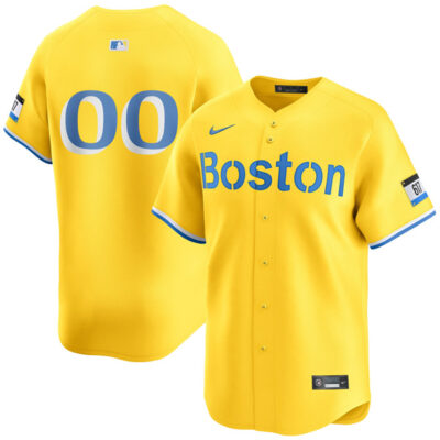 Custom Boston Red Sox Gold/Yellow City Connect Limited Jersey - All Stitched