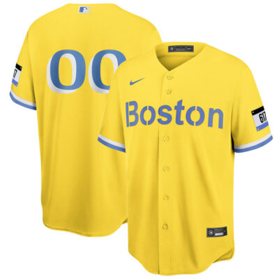 Custom Boston Red Sox Gold/Yellow City Connect Jersey - All Stitched