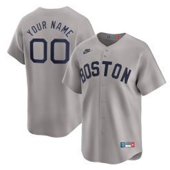 Custom Boston Red Sox Gray Throwback Jersey - All Stitched