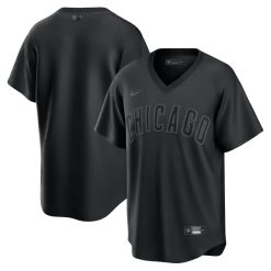 Chicago Cubs Blank Black/White Jersey - All Stitched
