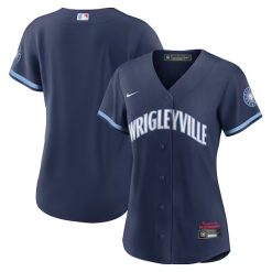 Alternative view of Chicago Cubs Blank Navy City Connect Jersey - All Stitched