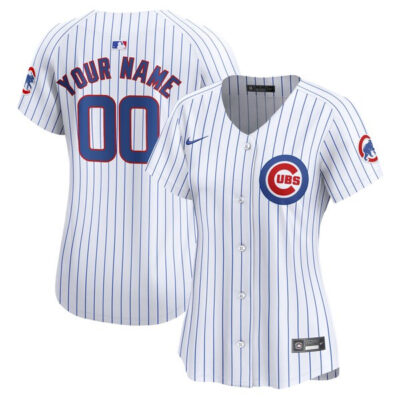 Alternative view of Custom Chicago Cubs White Home Limited Jersey - All Stitched