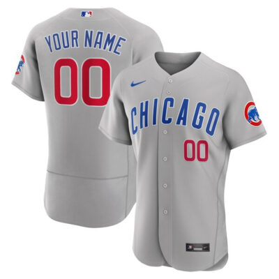 Custom Chicago Cubs Grey Away Game Jersey - All Stitched