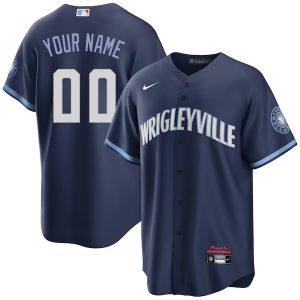 Custom Chicago Cubs Navy City Connect Jersey - All Stitched