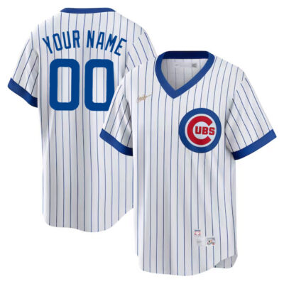 Custom Chicago Cubs White Throwback Jersey - All Stitched