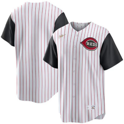 Cincinnati Reds Blank Black White Cooperstown Throwback Jersey - All Stitched