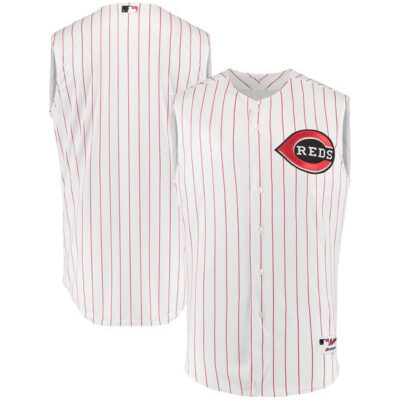 Cincinnati Reds Blank White Red 1999 Sleeveless Throwback Jersey - All Stitched