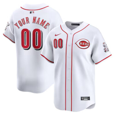 Custom Cincinnati Reds White Home Limited Jersey - All Stitched