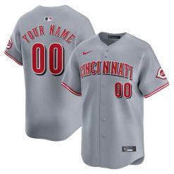 Custom Cincinnati Reds Grey Road Limited Jersey - All Stitched