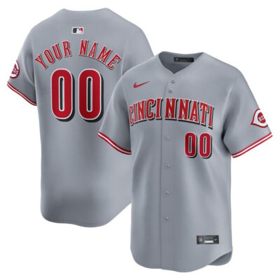 Custom Cincinnati Reds Grey Road Limited Jersey - All Stitched