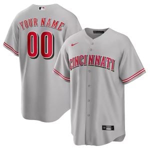 Custom Cincinnati Reds Grey Road Jersey - All Stitched