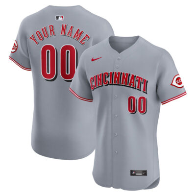 Custom Cincinnati Reds Grey Road Elite Jersey - All Stitched