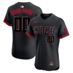 Custom Cincinnati Reds Black City Connect Elite Jersey - All Stitched