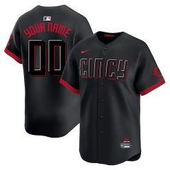 Custom Cincinnati Reds Black City Connect Limited Jersey - All Stitched
