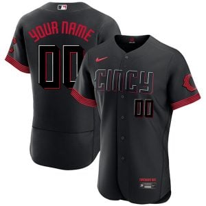 Custom Cincinnati Reds Black City Connect Game Jersey - All Stitched