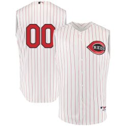 Custom Cincinnati Reds White Sleeveless Throwback Jersey - All Stitched