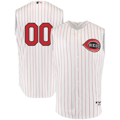 Custom Cincinnati Reds White Sleeveless Throwback Jersey - All Stitched