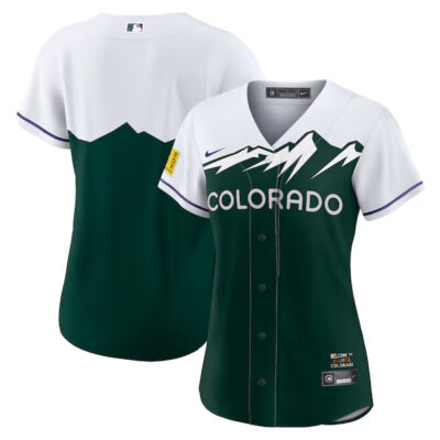 Alternative view of Colorado Rockies Blank Green City Connect Jersey - All Stitched