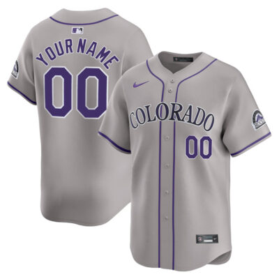 Custom Colorado Rockies Grey Away Limited Jersey - All Stitched
