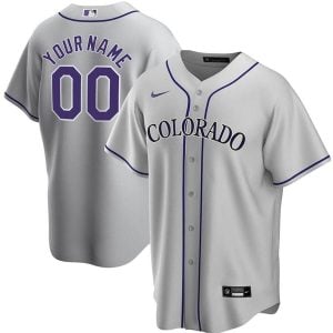Custom Colorado Rockies Grey Away Jersey - All Stitched