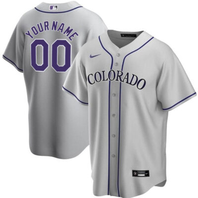 Custom Colorado Rockies Grey Away Jersey - All Stitched