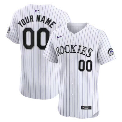 Custom Colorado Rockies White Home Elite Jersey - All Stitched