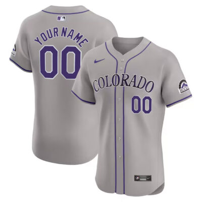 Custom Colorado Rockies Grey Away Elite Jersey - All Stitched