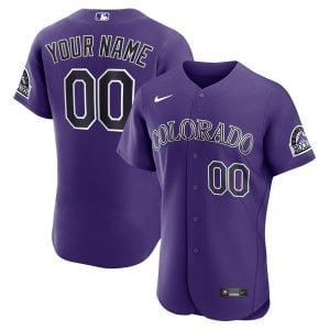 Custom Colorado Rockies Purple Alternate Elite Jersey - All Stitched