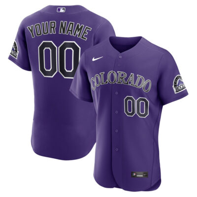 Custom Colorado Rockies Purple Alternate Elite Jersey - All Stitched
