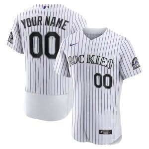 Custom Colorado Rockies White Home Game Jersey - All Stitched