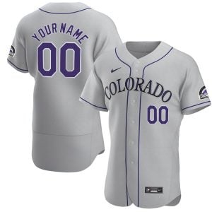 Custom Colorado Rockies Grey Away Game Jersey - All Stitched