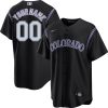 Custom Colorado Rockies Black Alternate Jersey - All Stitched