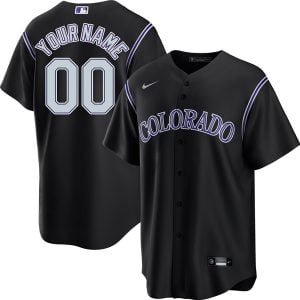 Custom Colorado Rockies Black Alternate Jersey - All Stitched