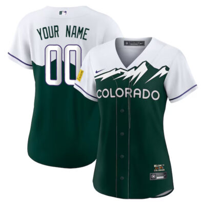 Alternative view of Custom Colorado Rockies Green City Connect Jersey - All Stitched
