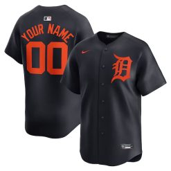 Custom Detroit Tigers Navy Alternate Limited Jersey - All Stitched